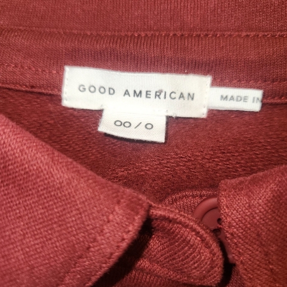 Good American Sueded Fleece Shacket Shirt Jacket In Burgundy Size XS - S - Picture 10 of 13